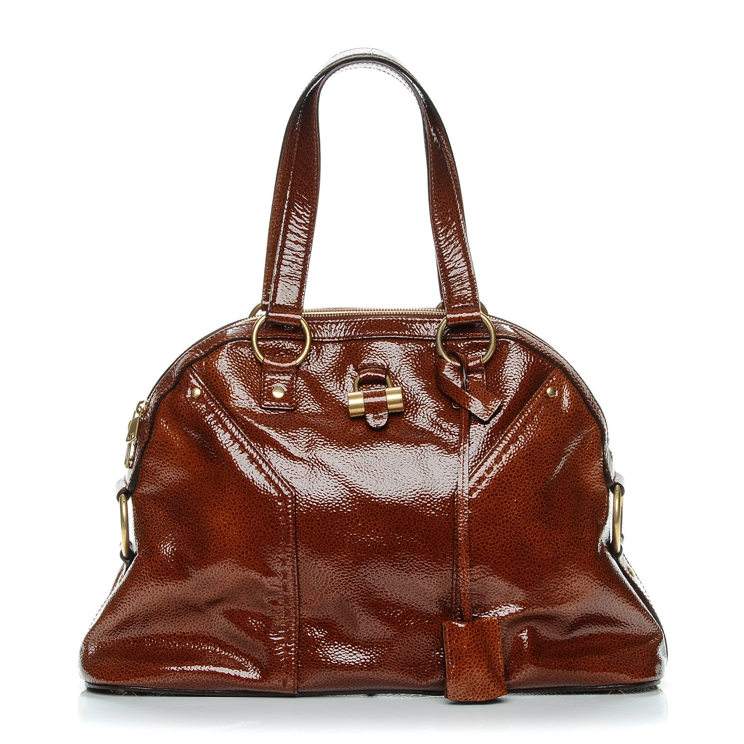 Saint Laurent Pebbled Patent Large Muse Brown 1 of 7