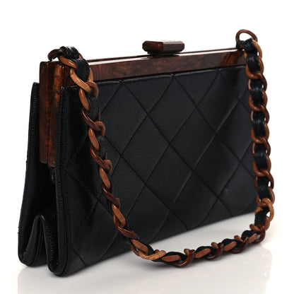 Chanel Caviar Quilted Wood Handle Clutch Black 3 of 9
