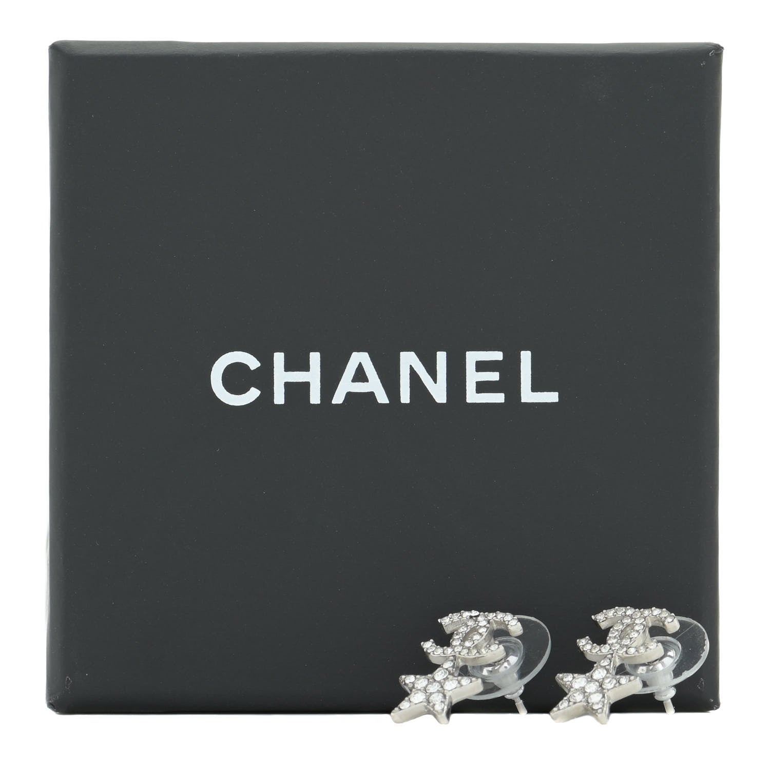 Chanel Crystal CC Starfall Drop Earrings Silver 5 of 5