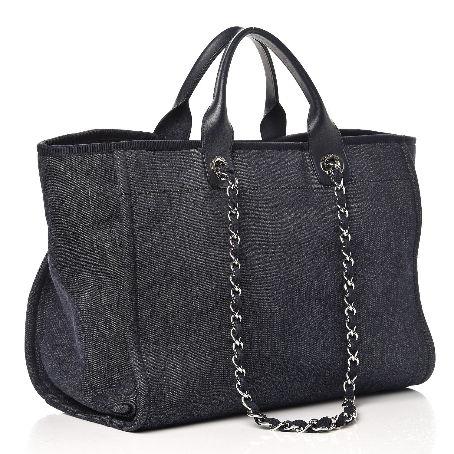 Chanel Denim Large Deauville Tote Dark Blue 3 of 8