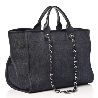 Chanel Denim Large Deauville Tote Dark Blue 3 of 8