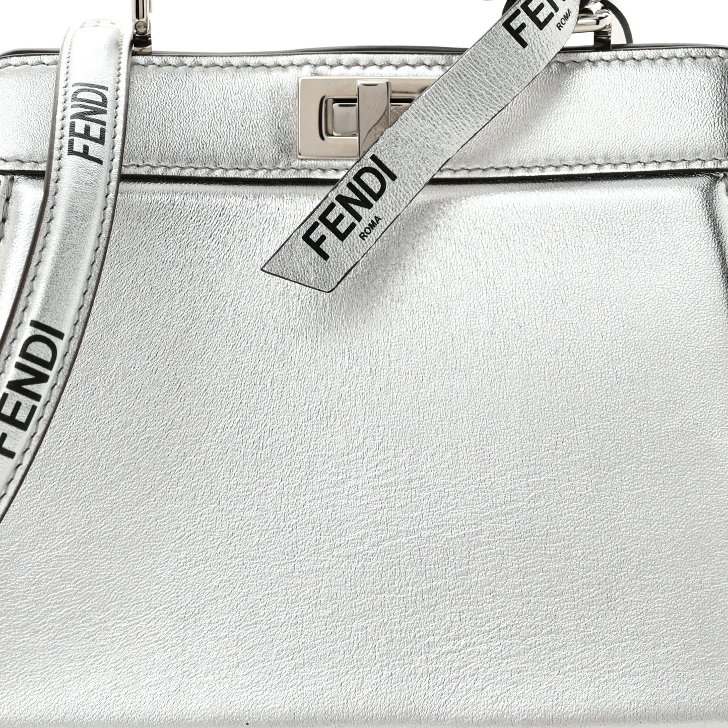 X MARC JACOBS Vitello Catalan Mirror Petite Peekaboo I SEE U Satchel Argento