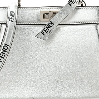 Fendi X MARC JACOBS Vitello Catalan Mirror Petite Peekaboo I SEE U Satchel Argento 9 of 11