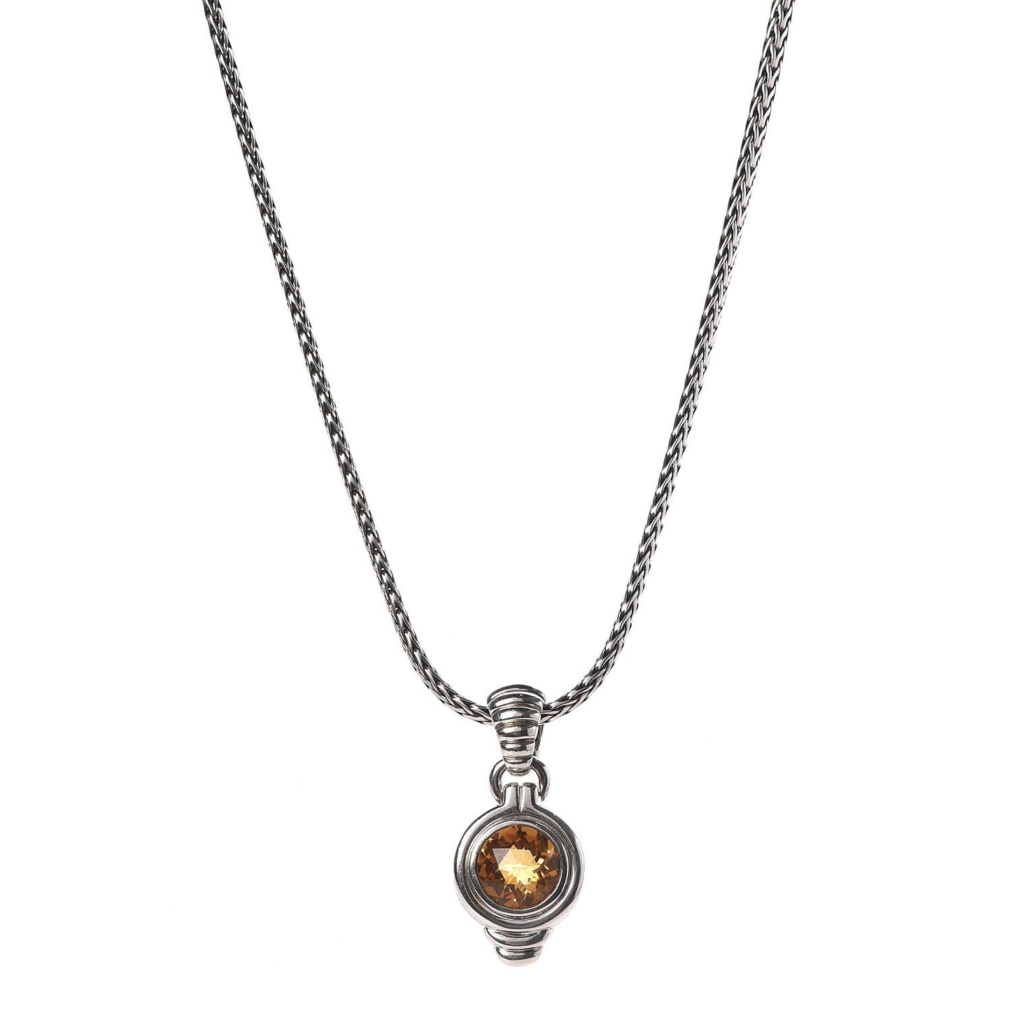 Sterling Silver Citrine Drop Pendant Necklace