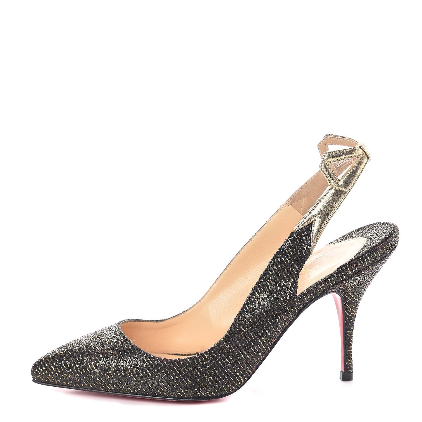 Glitter Nappa Laminato Back2 85 Slingback Pumps 35 Black Mekong