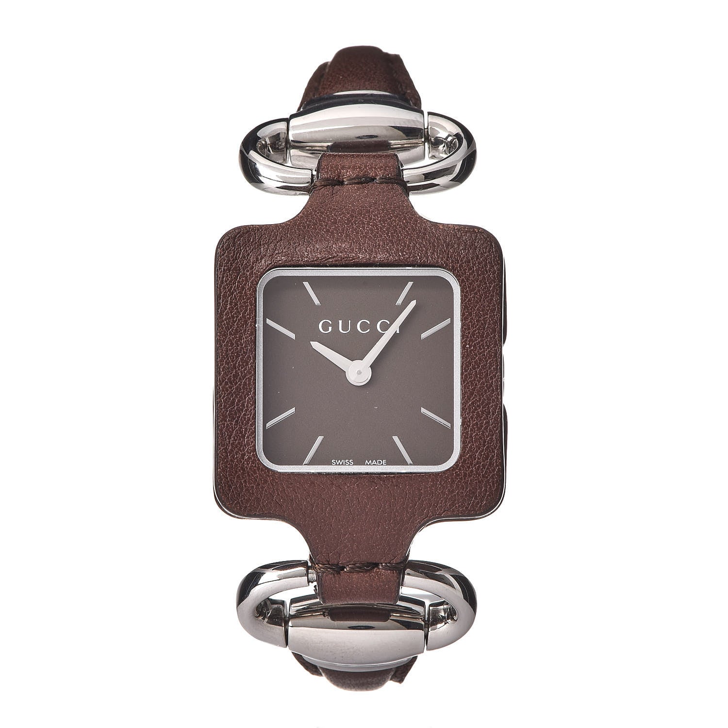 Gucci Stainless Steel Calfskin 25mm Firenze 1921 Horsebit Quartz Watch Brown 1 of 7