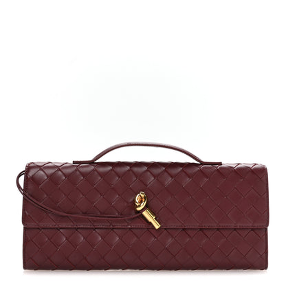 Bottega Veneta Nappa Intrecciato Long Andiamo Top Handle Clutch Barolo 1 of 10