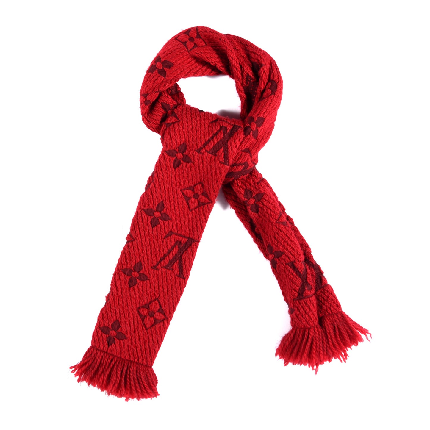 Wool Silk Logomania Scarf Rubis