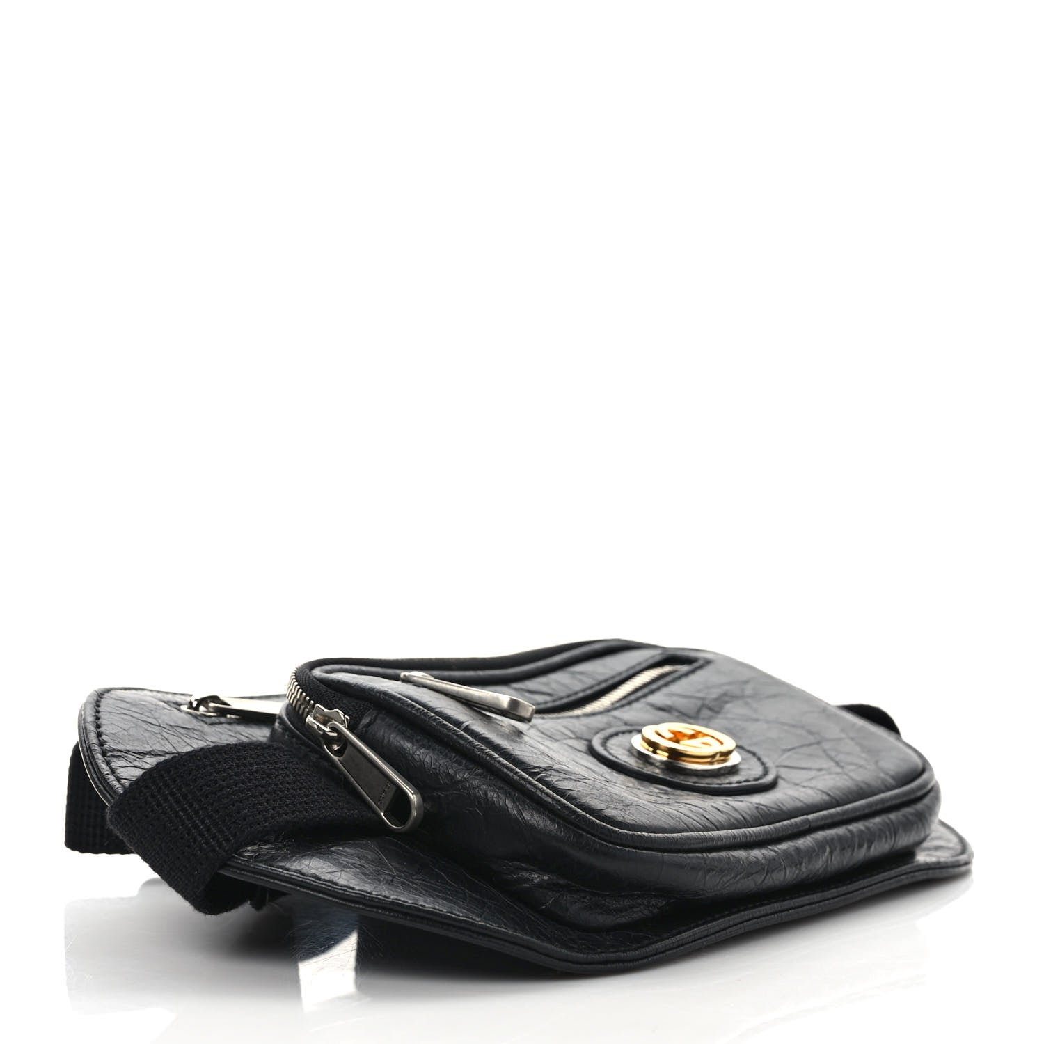 Gucci Fluffy Calfskin Morpheus Double Zip Belt Bag Black 4 of 9