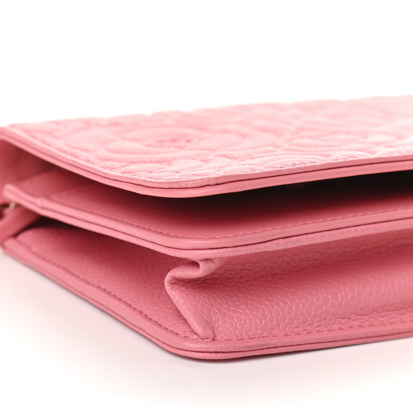 Caviar Camellia Embossed Wallet On Chain WOC Pink