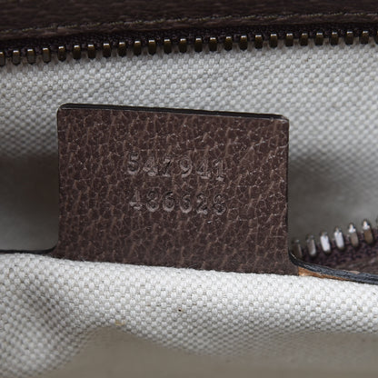 Gucci GG Supreme Monogram Textured Calfskin Web Medium Ophidia Slip Handle Tote Beige Ebony New Acero 7 of 9