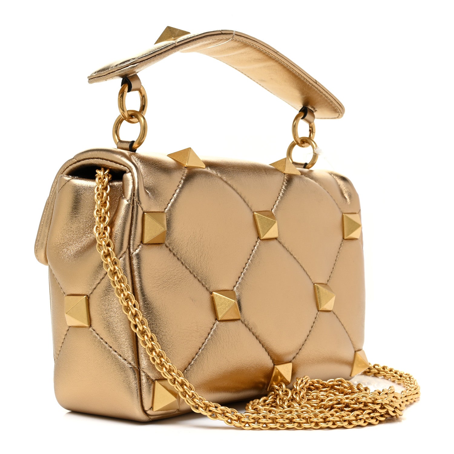 Valentino Garavani Nappa Medium Roman Stud Shoulder Bag Antique Brass 3 of 11