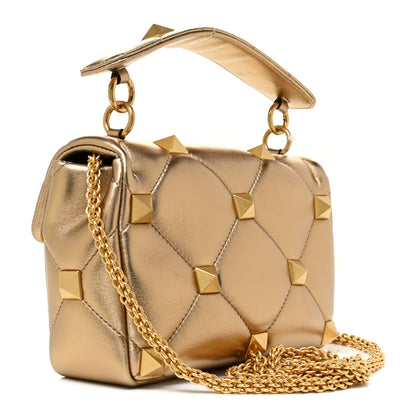 Valentino Garavani Nappa Medium Roman Stud Shoulder Bag Antique Brass 3 of 11