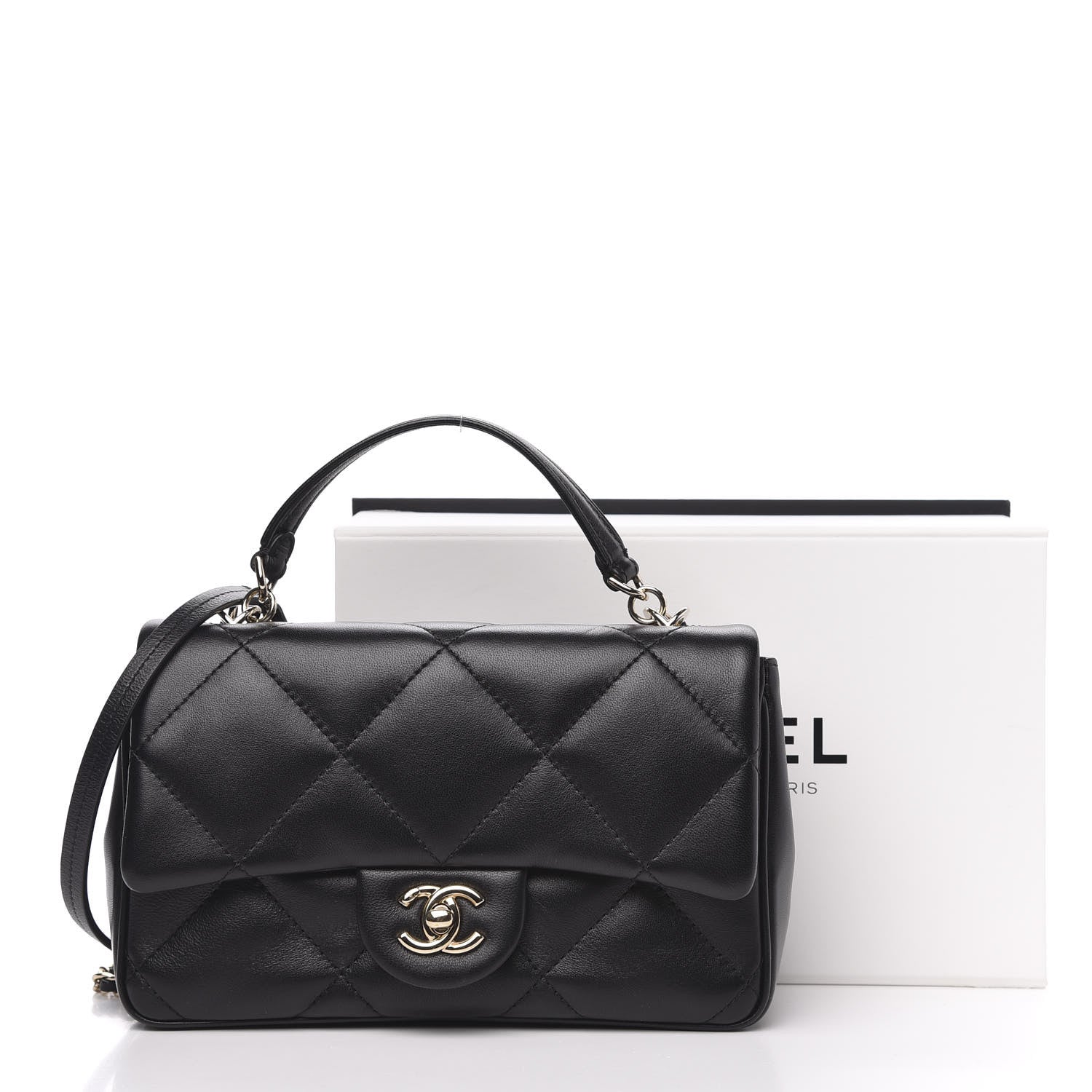 Chanel Lambskin Quilted Small Easy Carry Flap Black 12 of 12