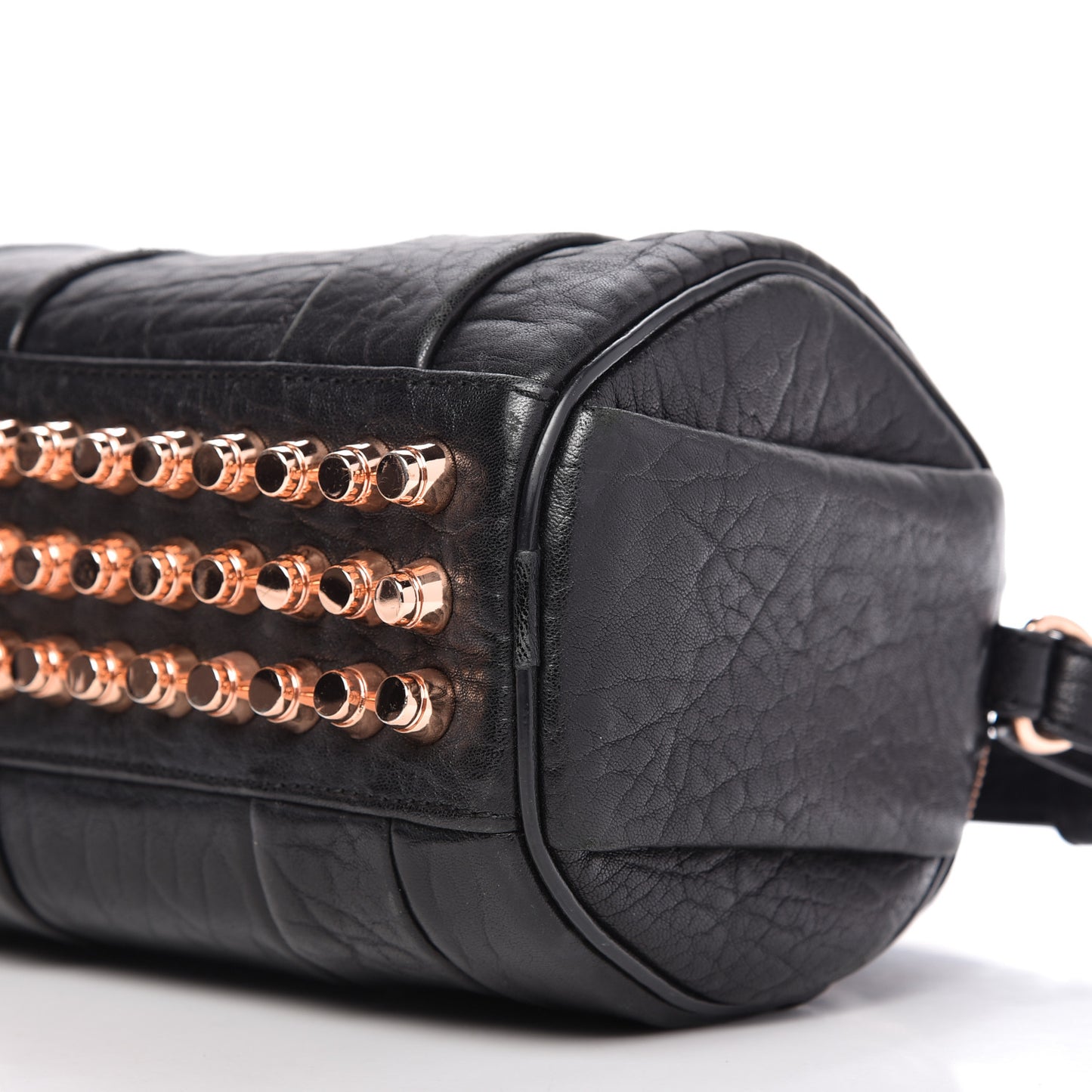 Pebbled Lambskin Mini Rockie Black Rose Gold Hardware