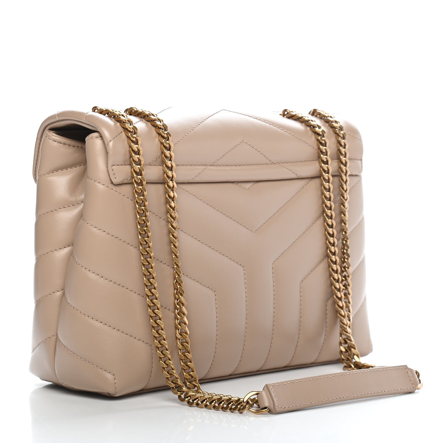 Saint Laurent Calfskin Y Quilted Monogram Small Loulou Chain Satchel Dark Beige 3 of 9