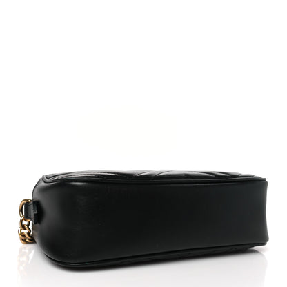 Gucci Calfskin Matelasse Small GG Marmont Chain Shoulder Bag Black 4 of 9