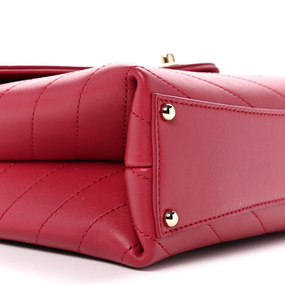Chanel Calfskin Chevron Stitched Small Coco Flap Bag Pink 9 of 11
