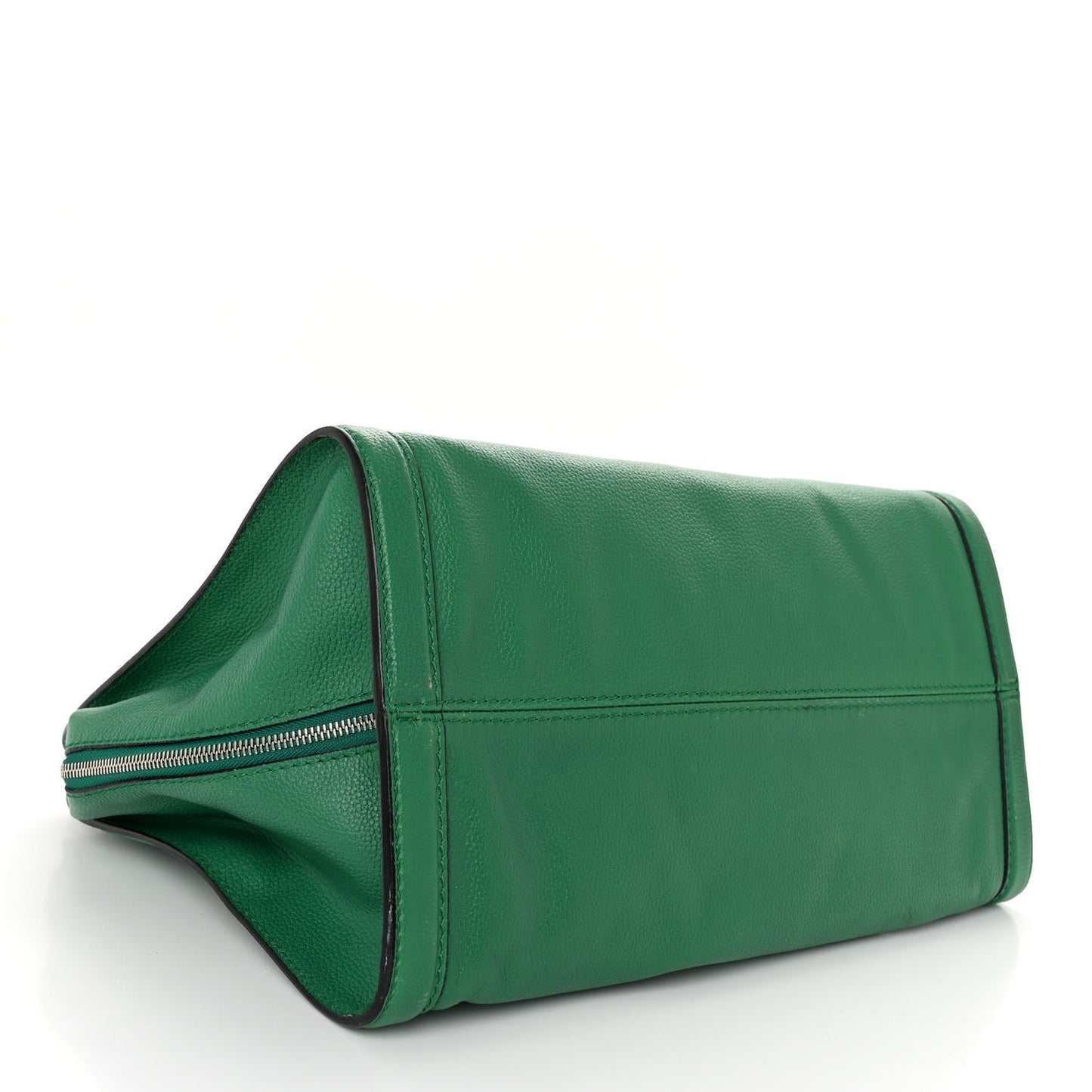 Pebbled Calfskin Large Skull Padlock Zip Around Tote Emerald