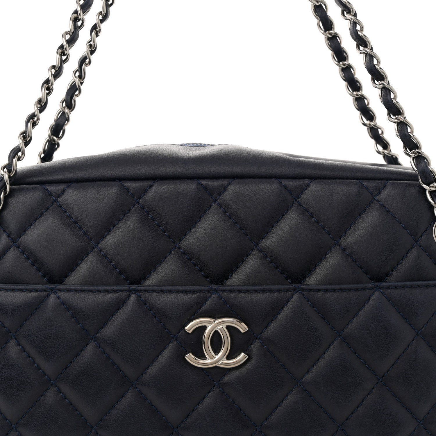 Chanel Lambskin Quilted Large Camera Case Navy Blue Navy Blue 8 of 11