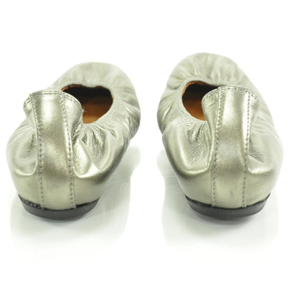 Lanvin Leather Elastic Ballet Flats 39 Gunmetal Metallic 3 of 6
