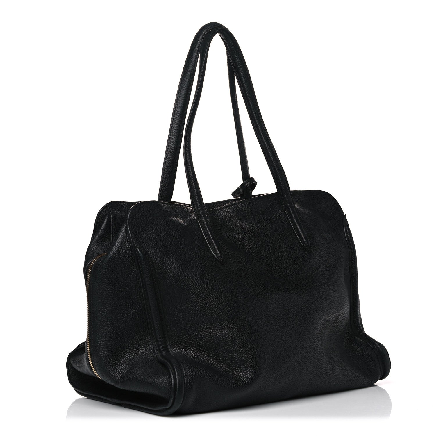 Alexander McQueen Pebbled Calfskin Large Skull Padlock Zip Around Tote Black 2 of 24
