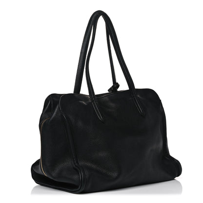 Alexander McQueen Pebbled Calfskin Large Skull Padlock Zip Around Tote Black 2 of 24