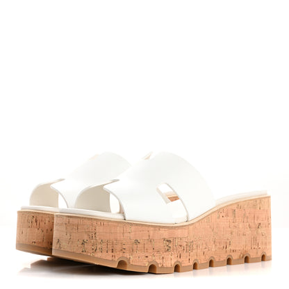 Hermes Calfskin Cork Eze 30 Sandals 38 White 4 of 10