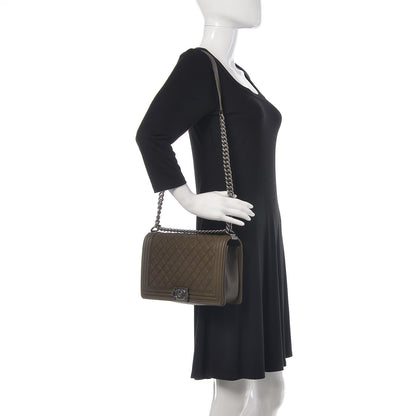 Chanel Caviar Quilted New Medium Boy Flap Khaki 2 of 13