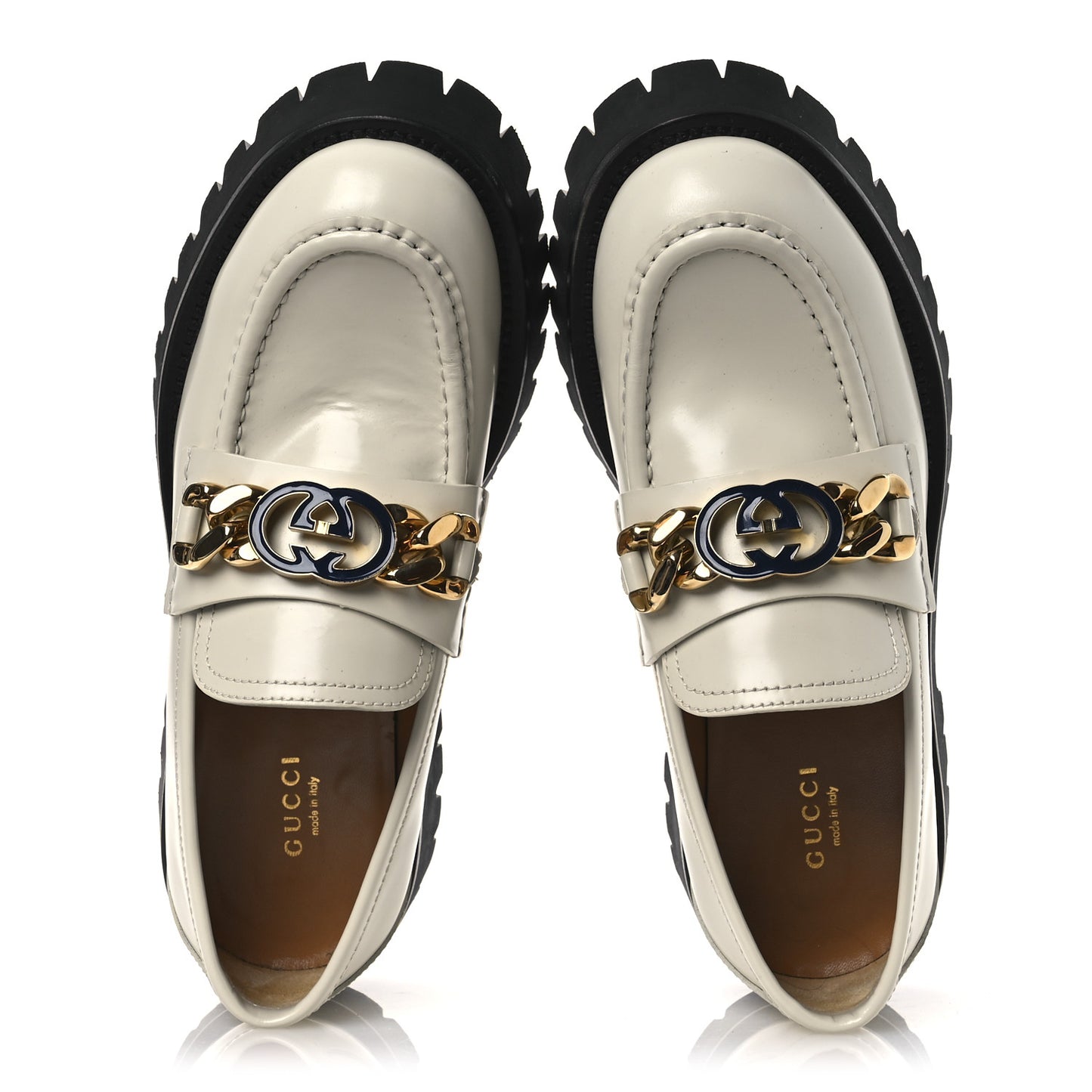 Cordovan Lux Womens Jeanne Platform Lug Sole 30/45mm Loafers 39 Mystic White
