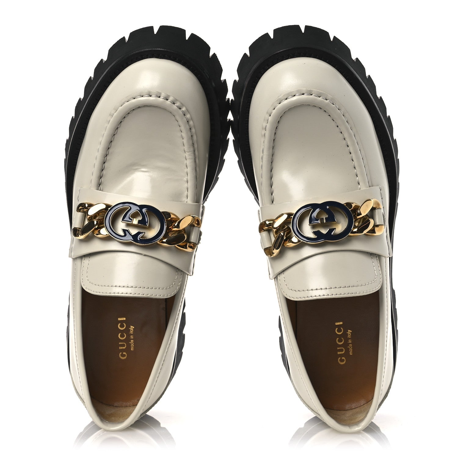 Gucci Cordovan Lux Womens Jeanne Platform Lug Sole 30/45mm Loafers 39 Mystic White 2 of 13