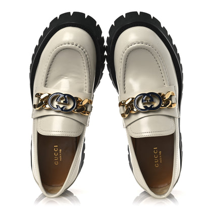 Gucci Cordovan Lux Womens Jeanne Platform Lug Sole 30/45mm Loafers 39 Mystic White 2 of 13