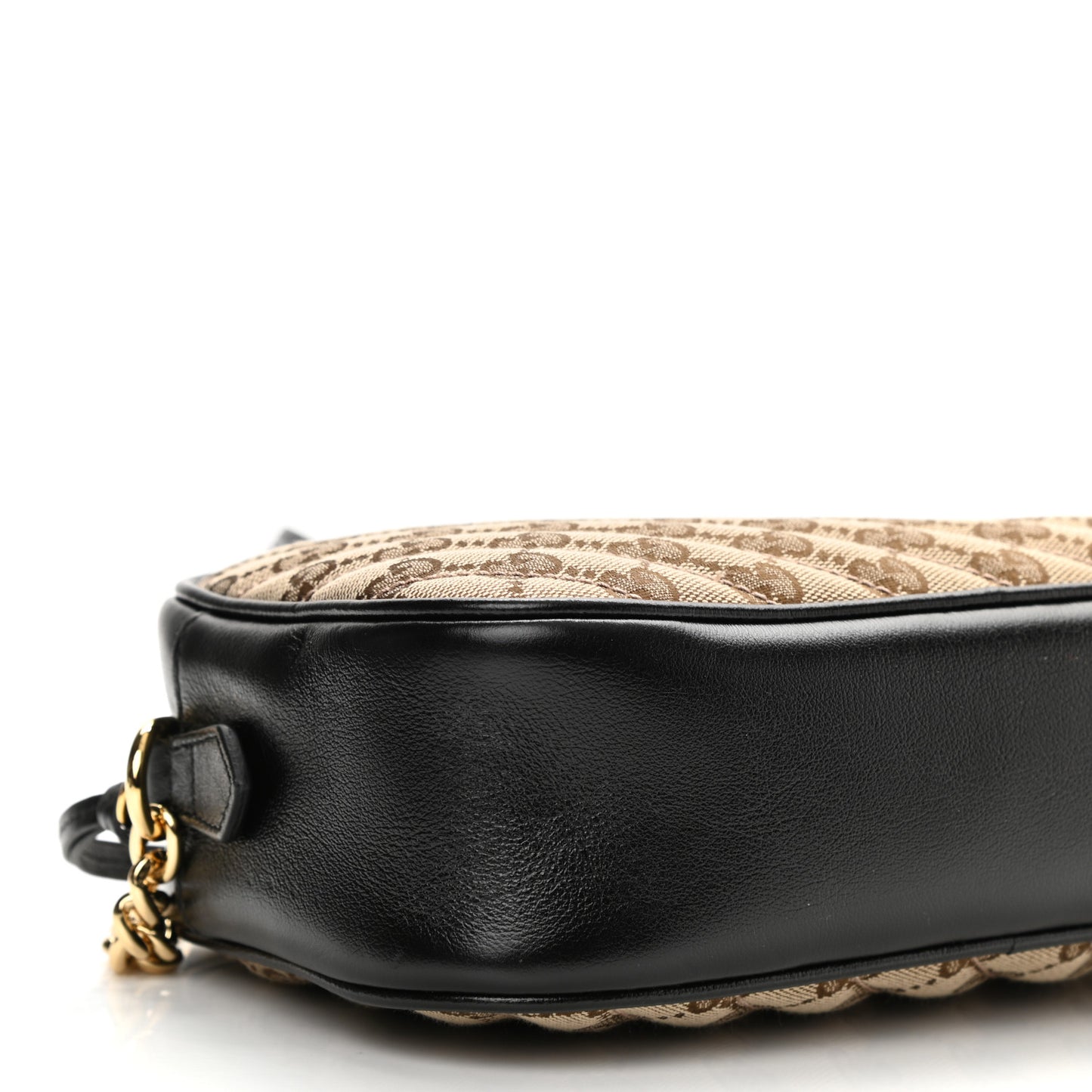 Monogram Matelasse Diagonal Small GG Marmont Chain Shoulder Bag Beige Black