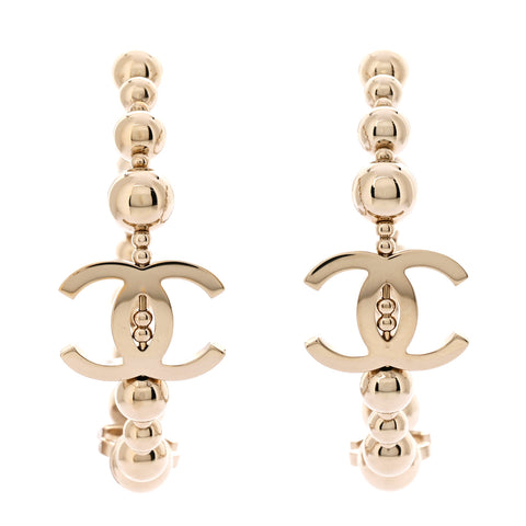 Metal Bead CC Hoop Earrings Gold