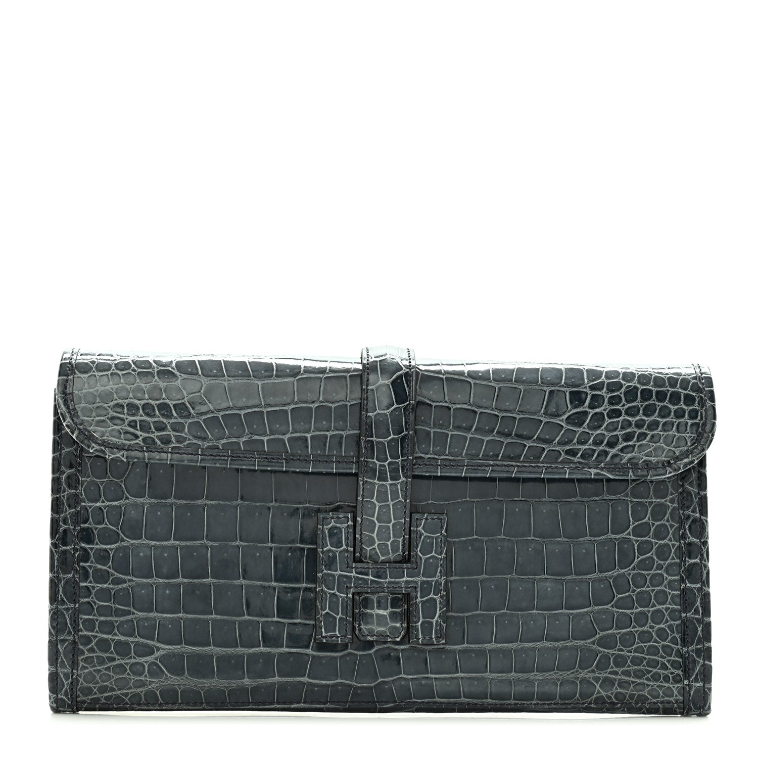 Hermes Shiny Porosus Crocodile Jige Elan 29 Clutch Colvert 1 of 8