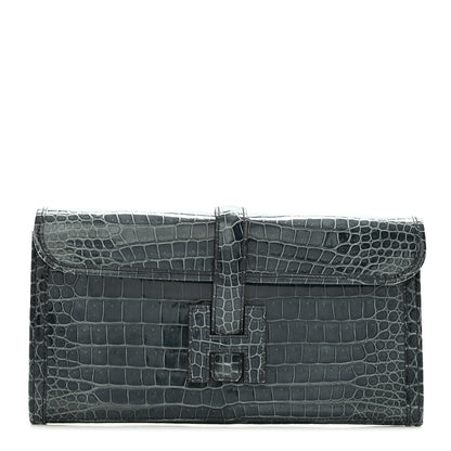 Hermes Shiny Porosus Crocodile Jige Elan 29 Clutch Colvert 1 of 8