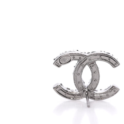 Chanel Pearl Crystal CC Earrings Ruthenium 4 of 5