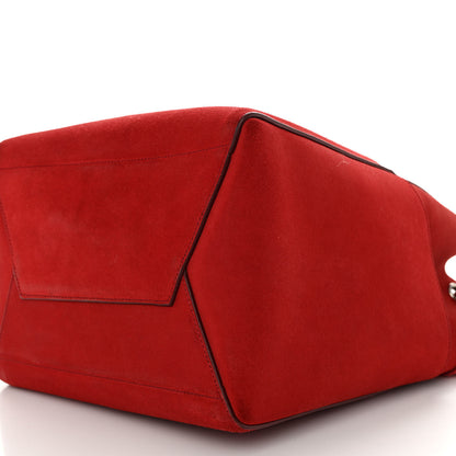Celine Suede Calfskin Sangle Bucket Bag Red 9 of 11