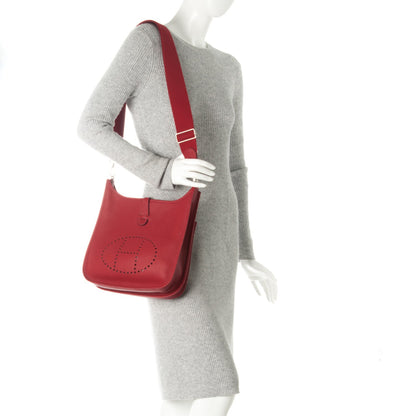 Hermes Taurillon Clemence Evelyne III PM Rouge Garance 2 of 7