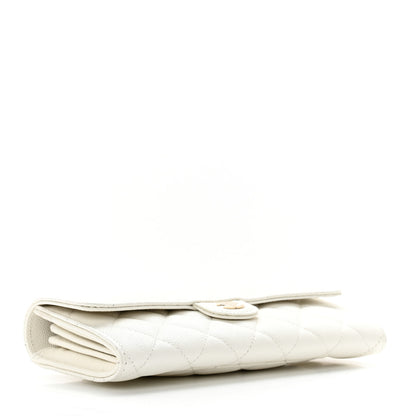 Chanel Caviar Quilted Large Gusset Flap Wallet White 4 of 8
