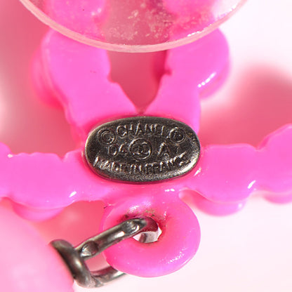 Chanel Resin Ruthenium CC Drop Earrings Pink 4 of 5