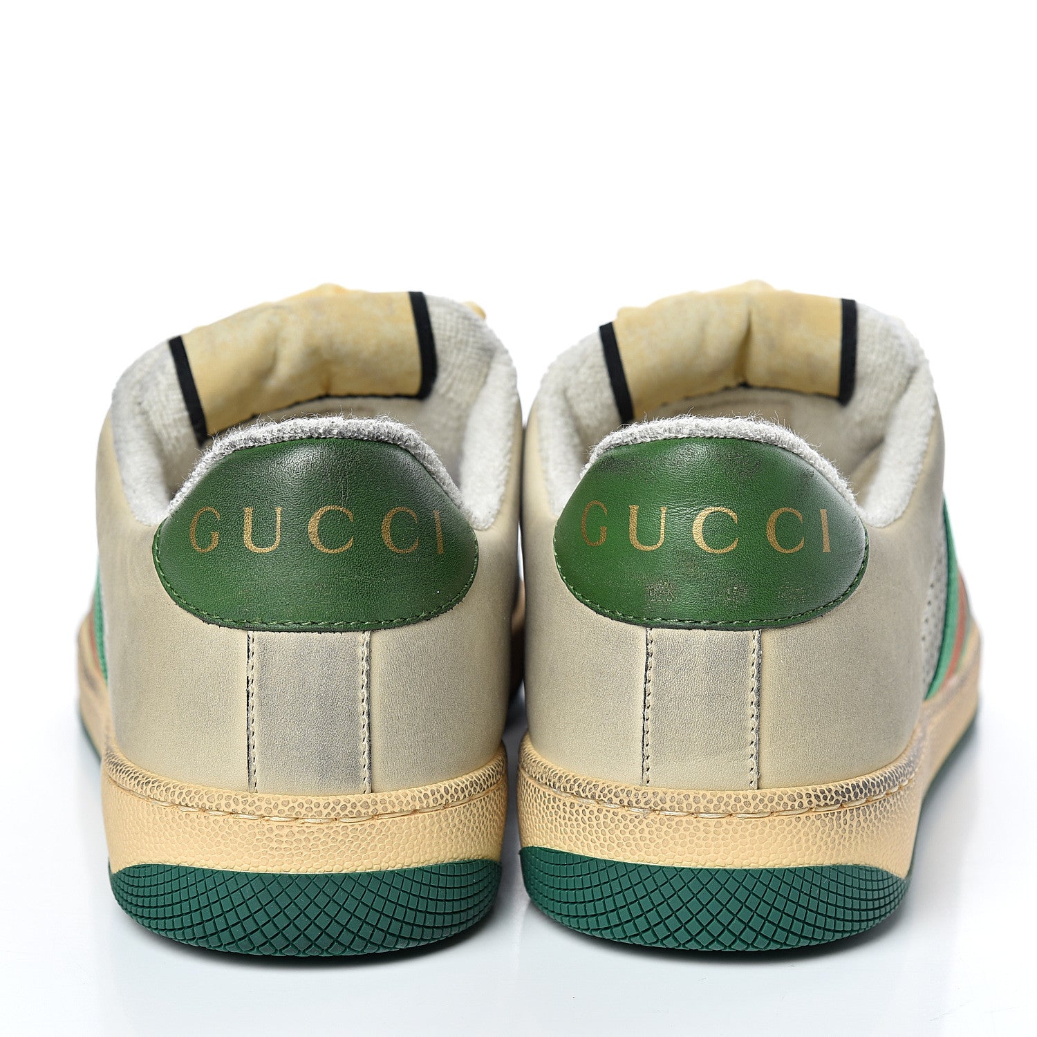 Gucci Nubuck Web Cherries Womens Screener Sneakers 36.5 Dusty Milk White Vintage Green 6 of 13