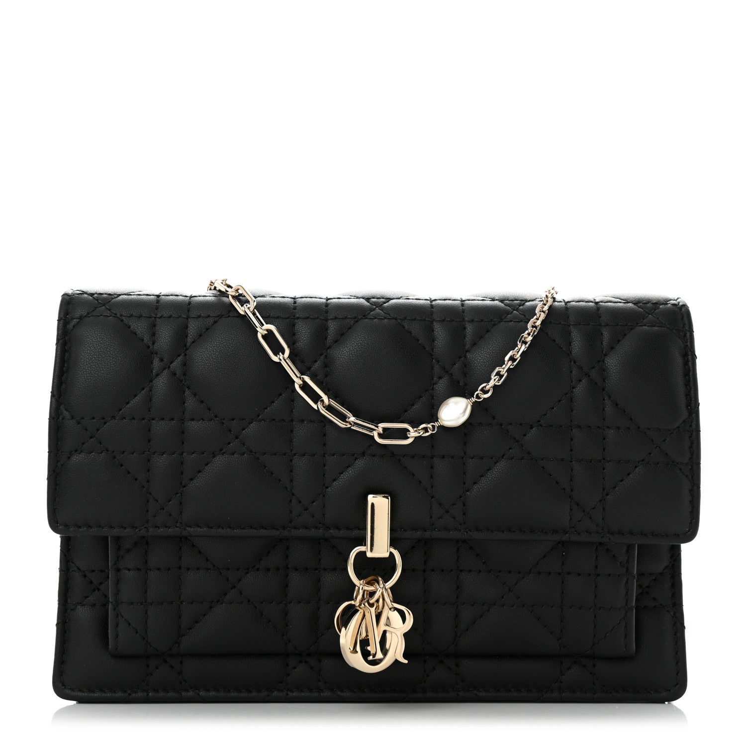 Christian Dior Lambskin Cannage Miss Dior Chain Pouch Black 1 of 11