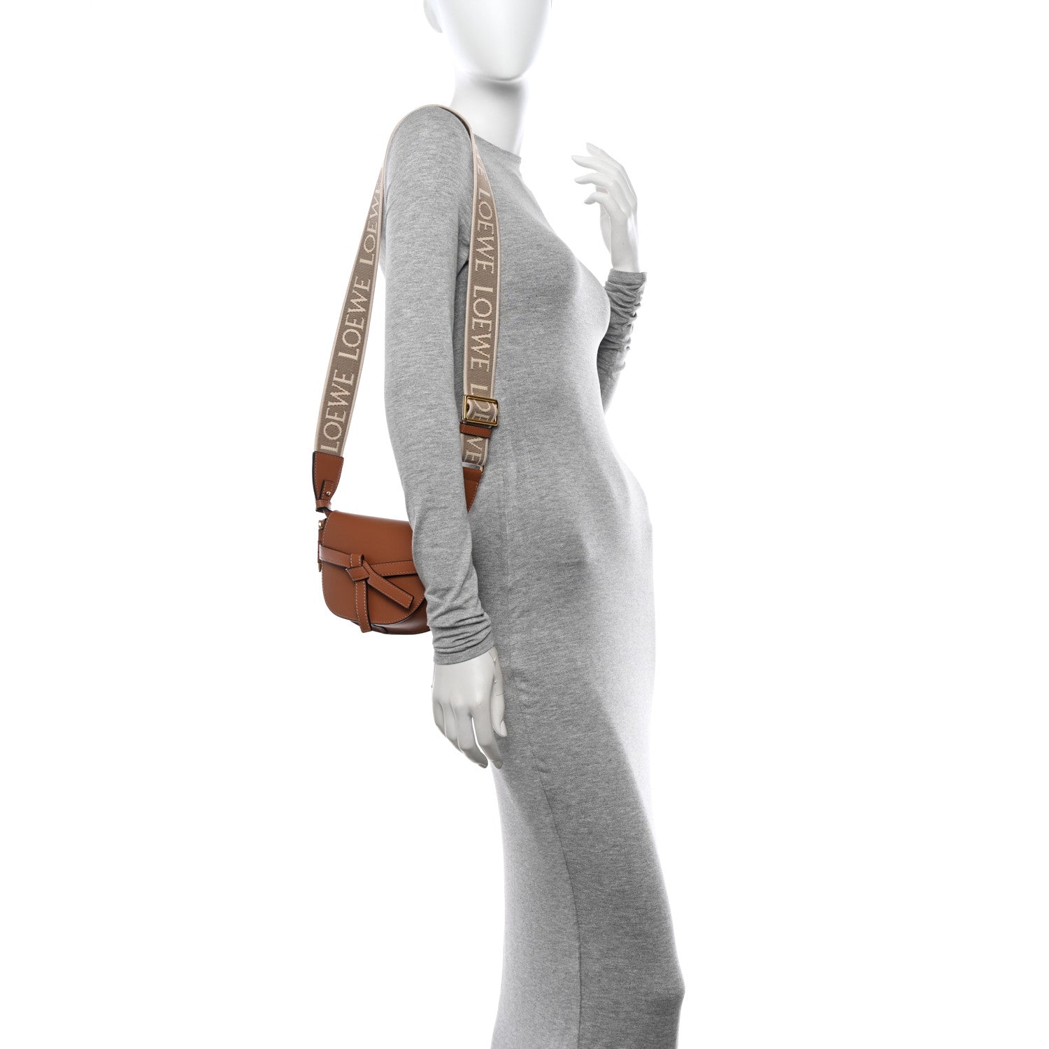 Loewe Calfskin Jacquard Mini Gate Dual Bag Tan 3 of 10