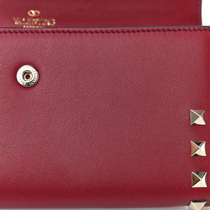 Valentino Garavani Vitello Rockstud Wristlet Travel Wallet Rubino 12 of 14