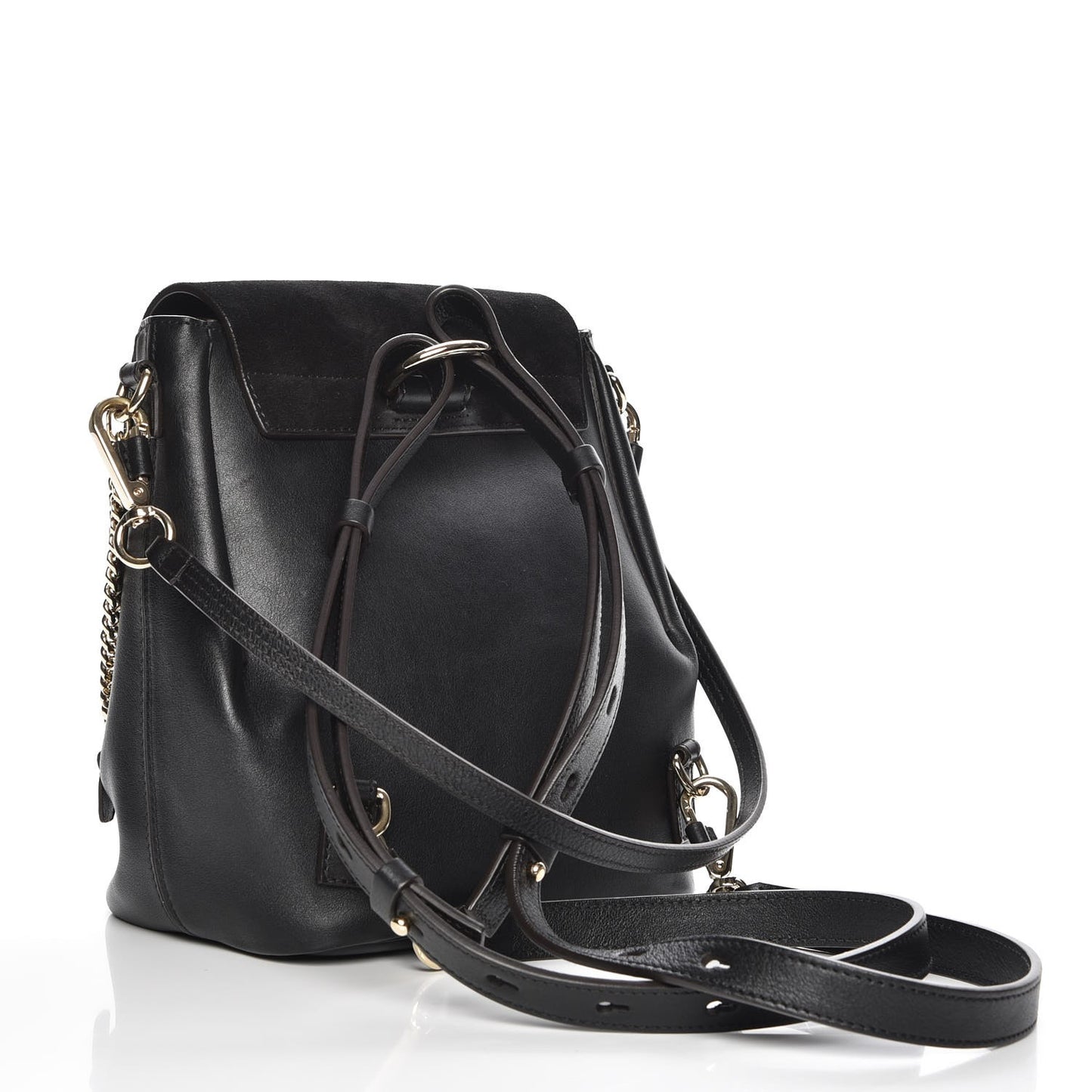 Suede Calfskin Small Faye Backpack Black