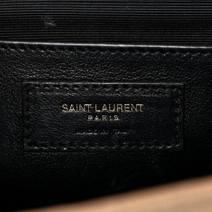 Saint Laurent Grain De Poudre Textured Mixed Matelasse Medium Triquilt Monogram Satchel Dark Beige 7 of 23