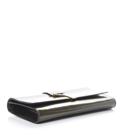 Saint Laurent Textured Patent Classic Y Ligne Clutch Olive 3 of 9