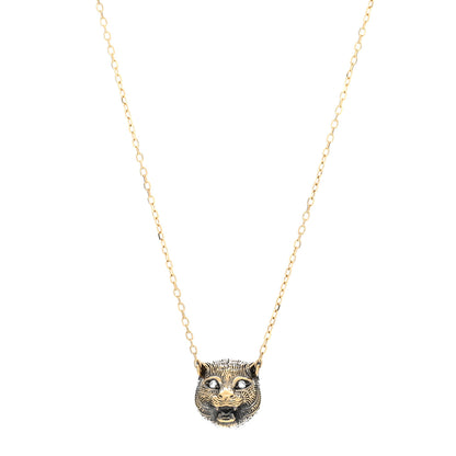 Gucci 18K Yellow Gold Diamond Turquoise Le Marche Des Merveilles Feline Pendant Necklace 4 of 5