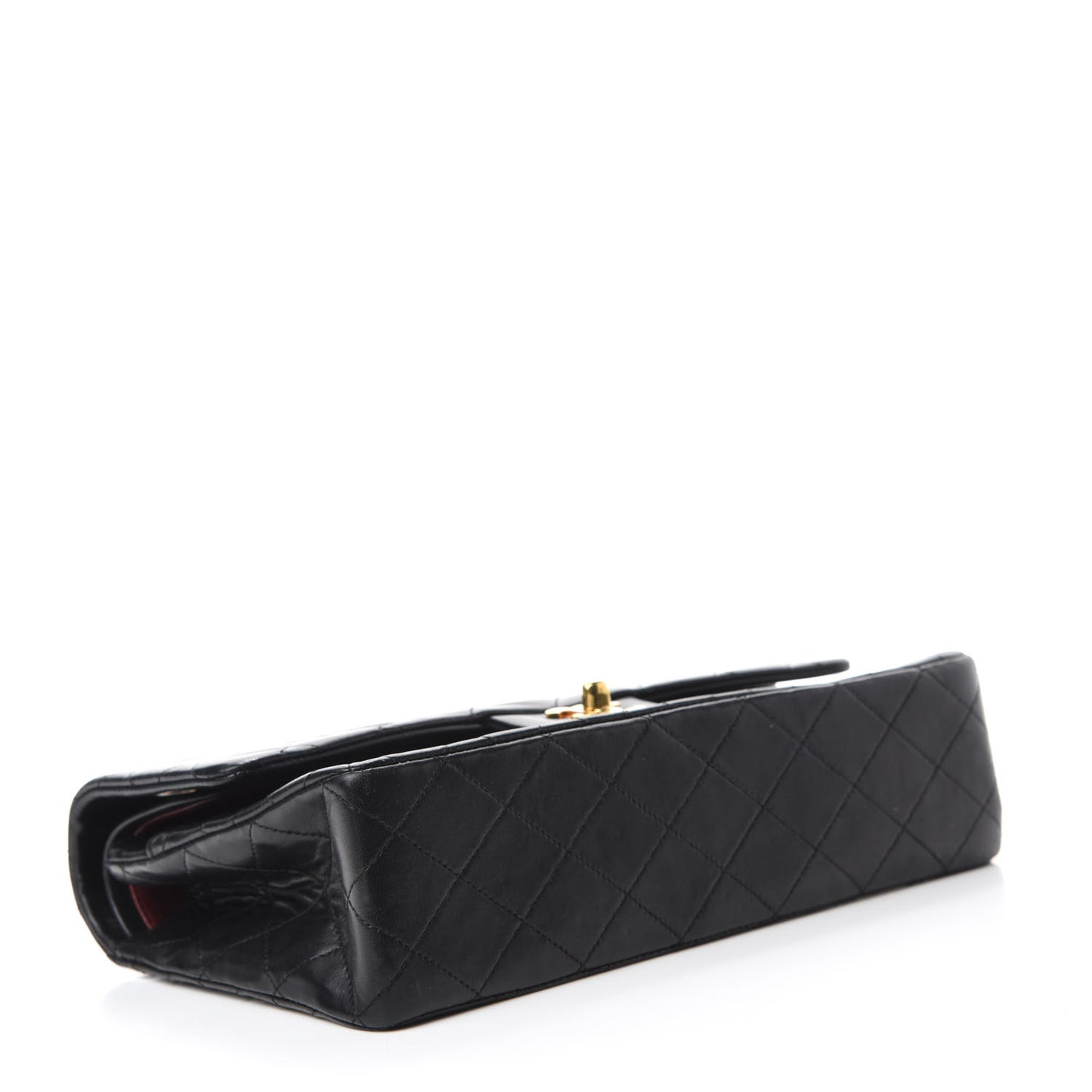 Lambskin Quilted Medium Double Flap Black